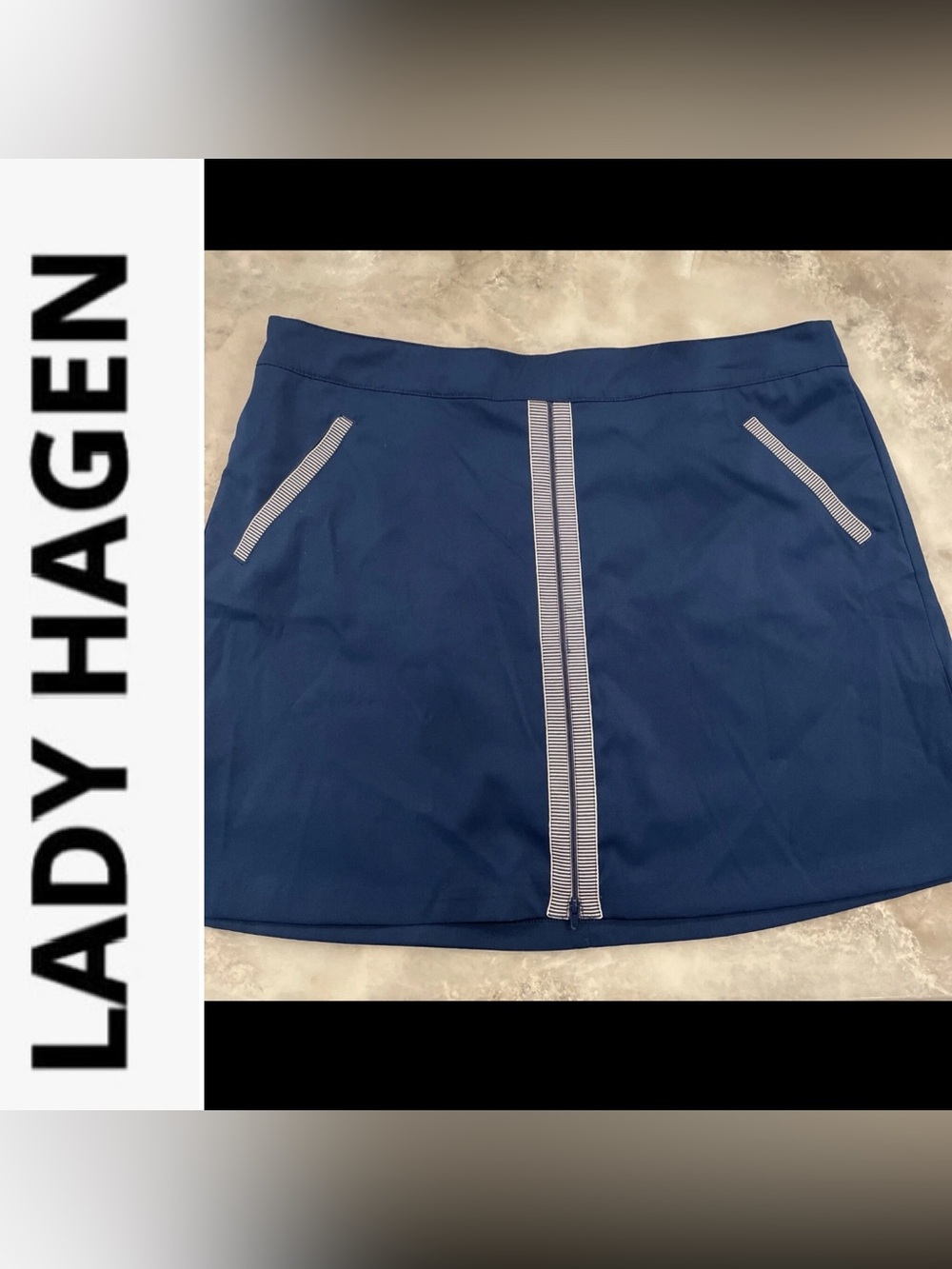 Lady Hagen Front Zipper Bon Voyage Nautical Zipper Skort